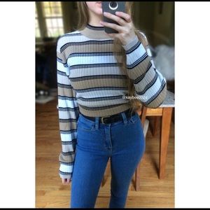 Striped Mock Neck Sweater